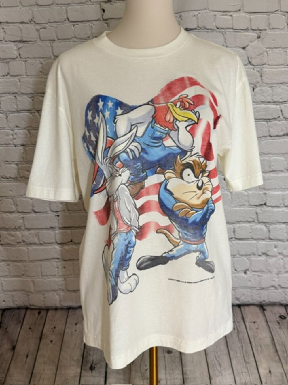 NWT Hollister Looney Tunes Patriotic Graphic Tee Boxy Fit XS USA Flag